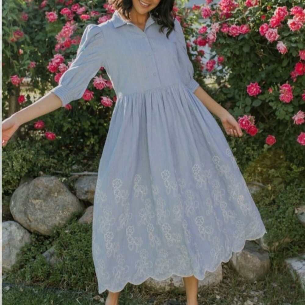 Ivy City Co Laurel Chambray Shirt Dress 100% cotton (size S)